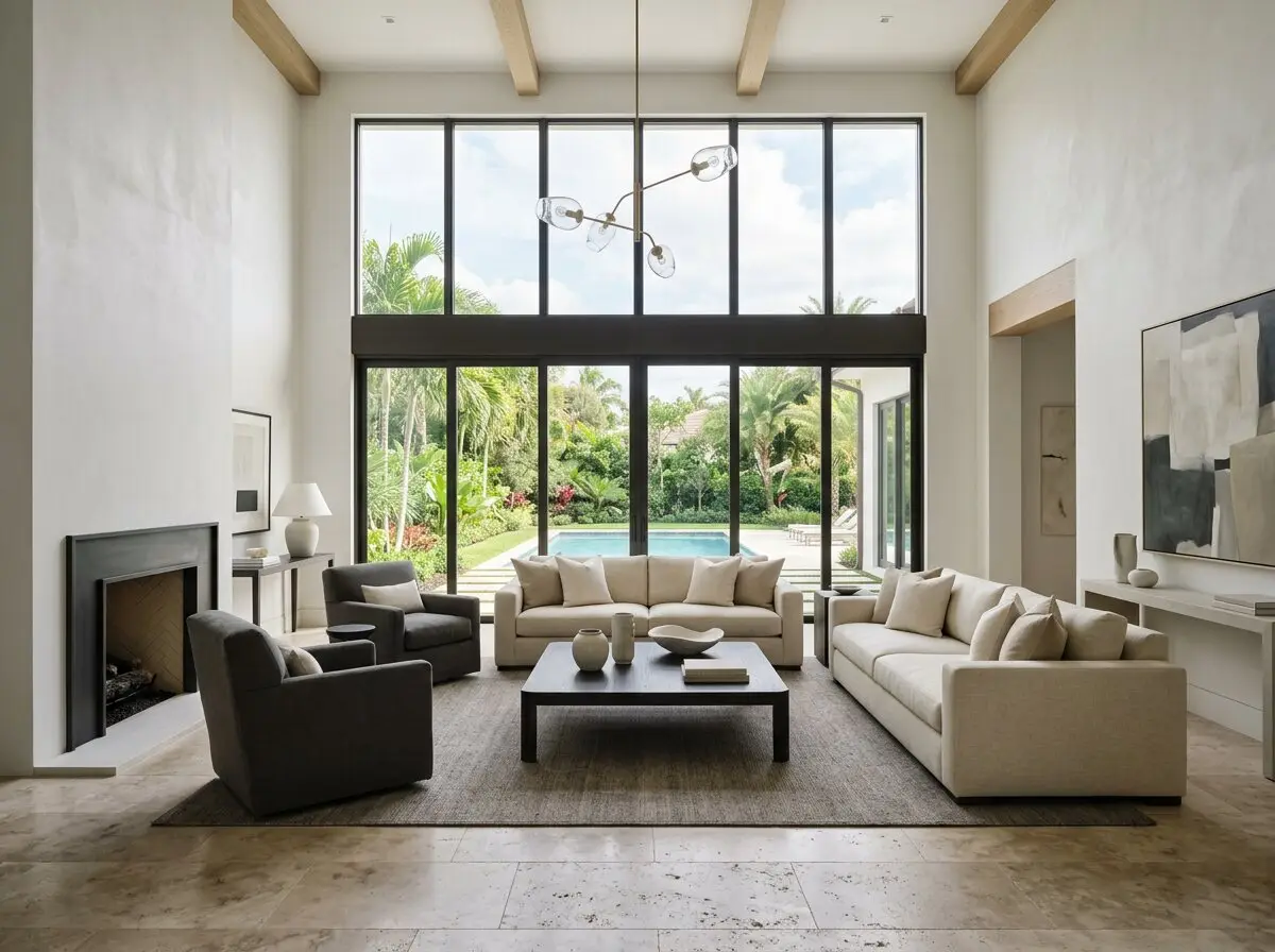 Light-filled living room in a luxury Florida residence